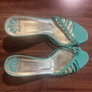 Hollywould Teal kitten heel sandal